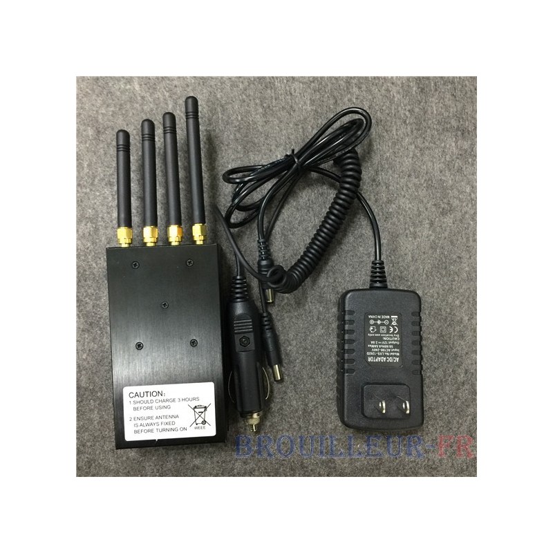 Brouilleur Portable GSM/Wi-Fi/GPS avec 4 Antennes Puissant - Brouilleur -FR.com